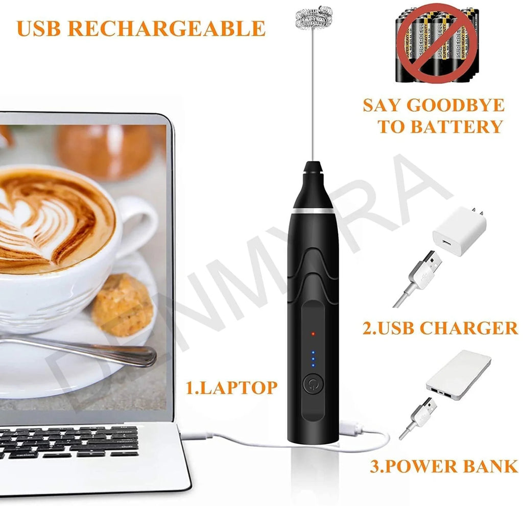 Electric Milk Frother & Coffee Mixer – USB Rechargeable