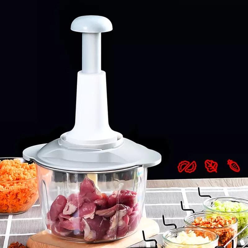3-in-1 Manual Food Chopper  Vegetable, Meat, Onion & Garlic Cutter